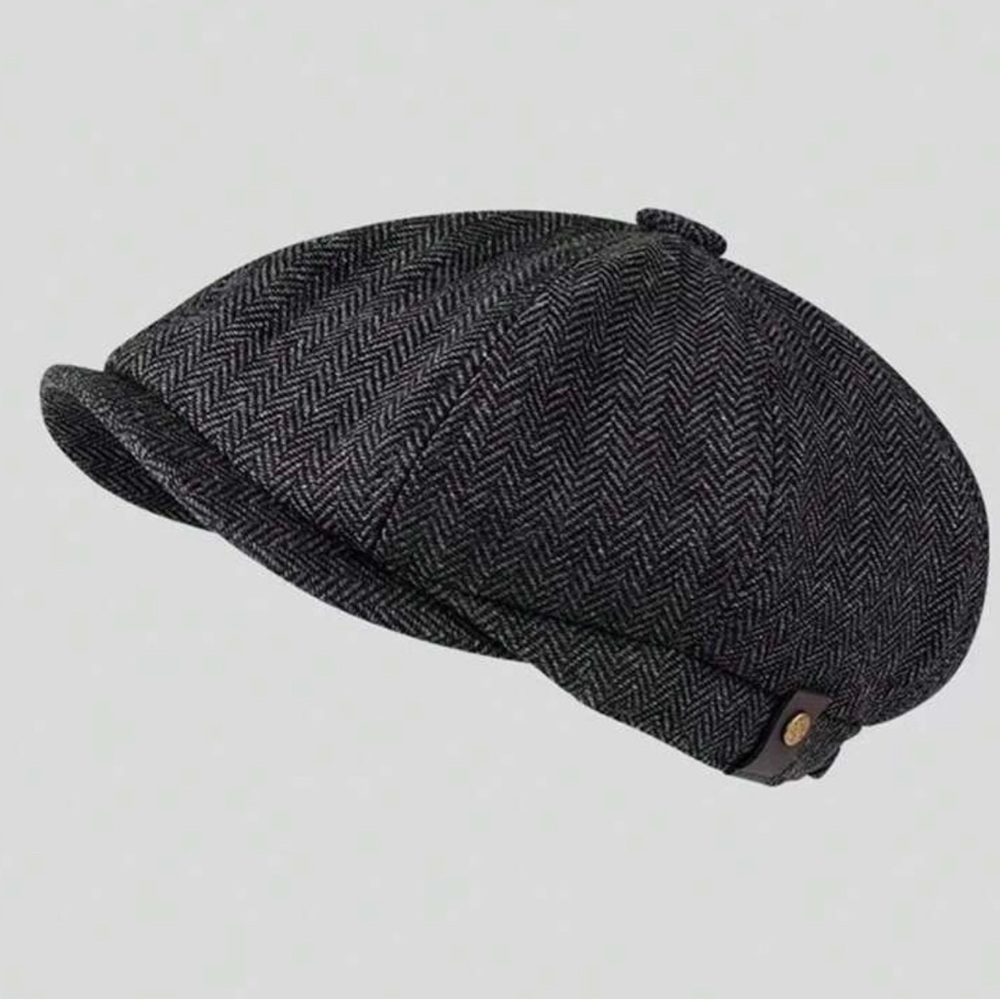 Herringbone Wool Newsboy Cap